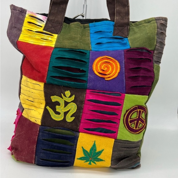 Colorful patchwork hippie tote bag - Picture 3 of 16